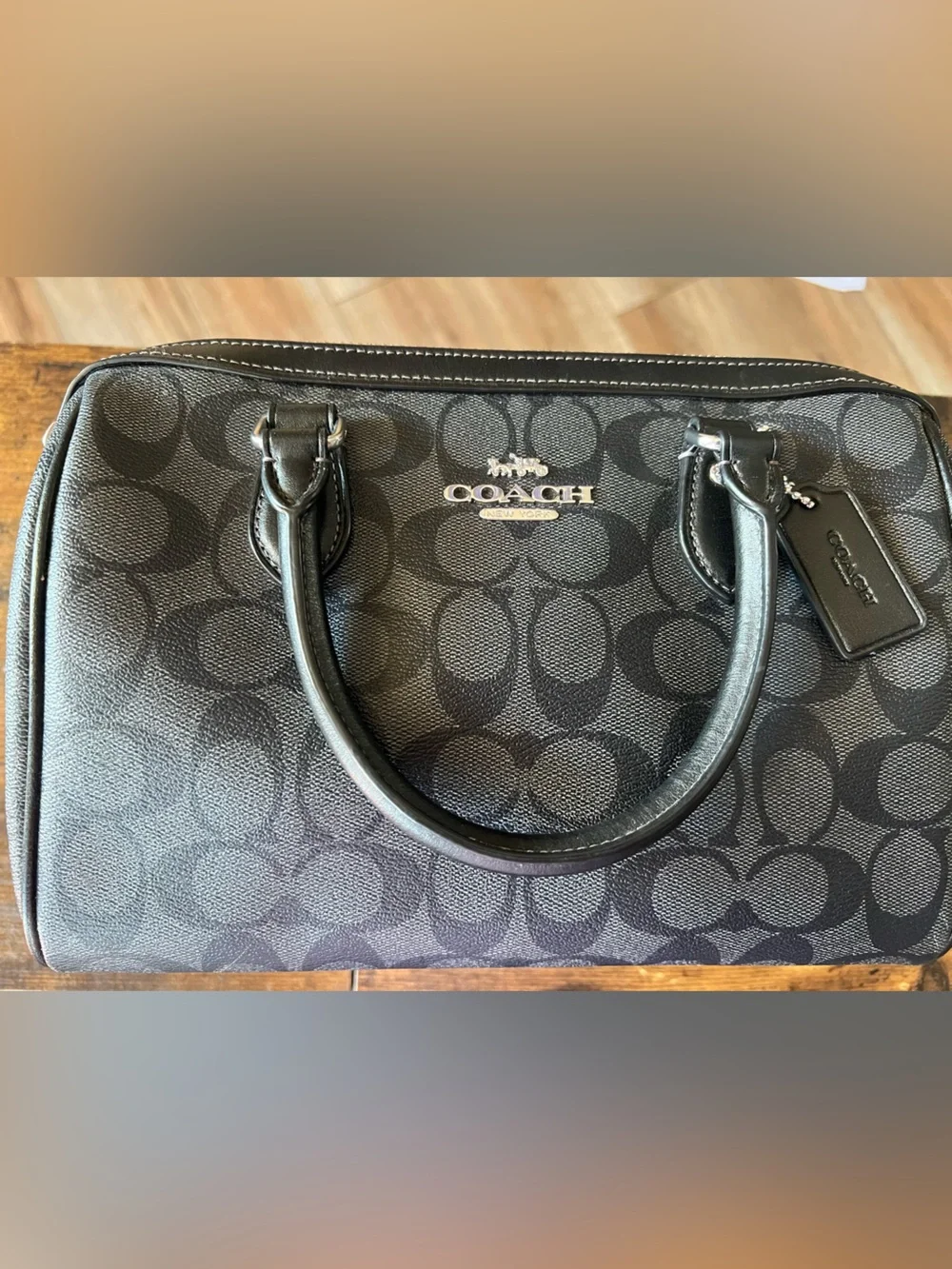 Medium Coach Black/Grey Rowan CH280 Crossbody Bag Purse Leather
